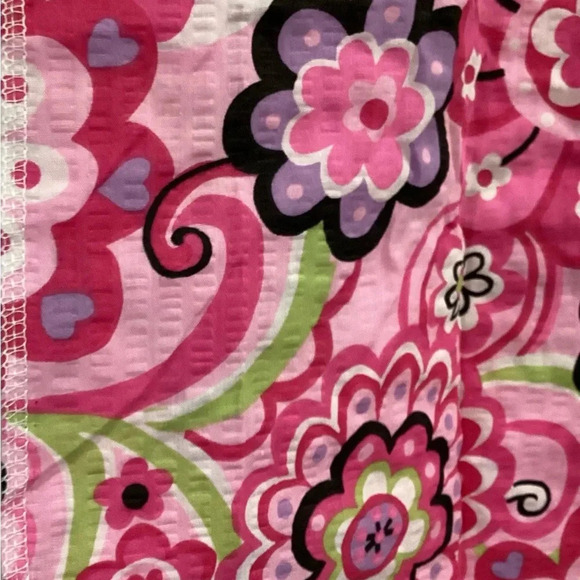 Lot Of 2 Seer Sucker Receiving Blankets Pink Themed Paisley/ Flowers Handmade - Picture 3 of 3